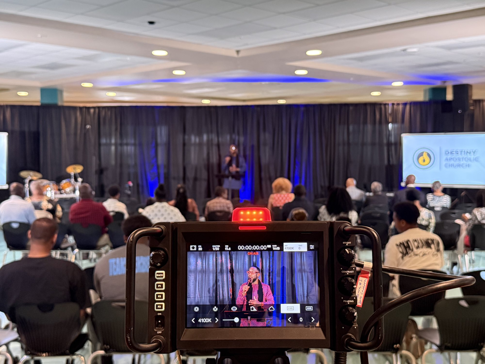 A Destiny Apostolic service being recorded for broadcast