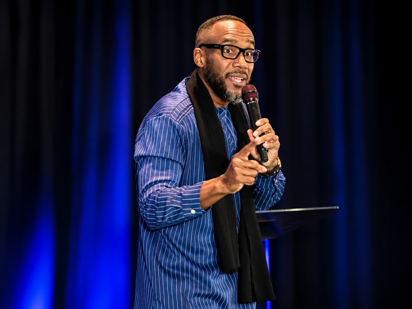 Pastor Travis Morgan preaching at Destiny Apostolic Church